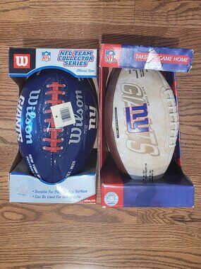 Lot of 2 New York Giants Collectibles Footballs Wilson NFL Collectors Series